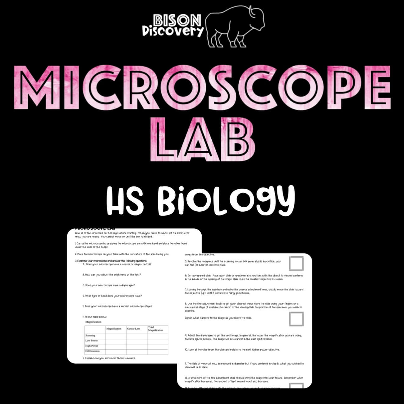 Microscope Lab - Bison Discovery - Low Prep Biology Lesson