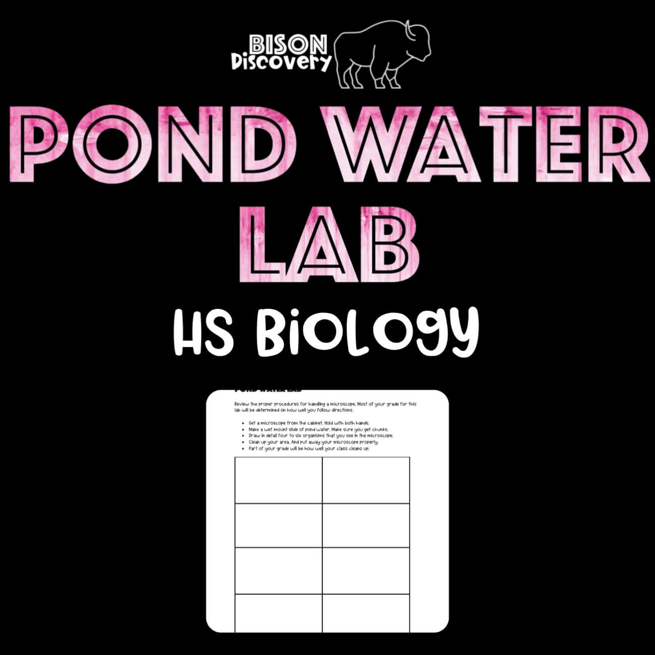 Pond Water Lab - Bison Discovery - Low Prep Biology Lesson